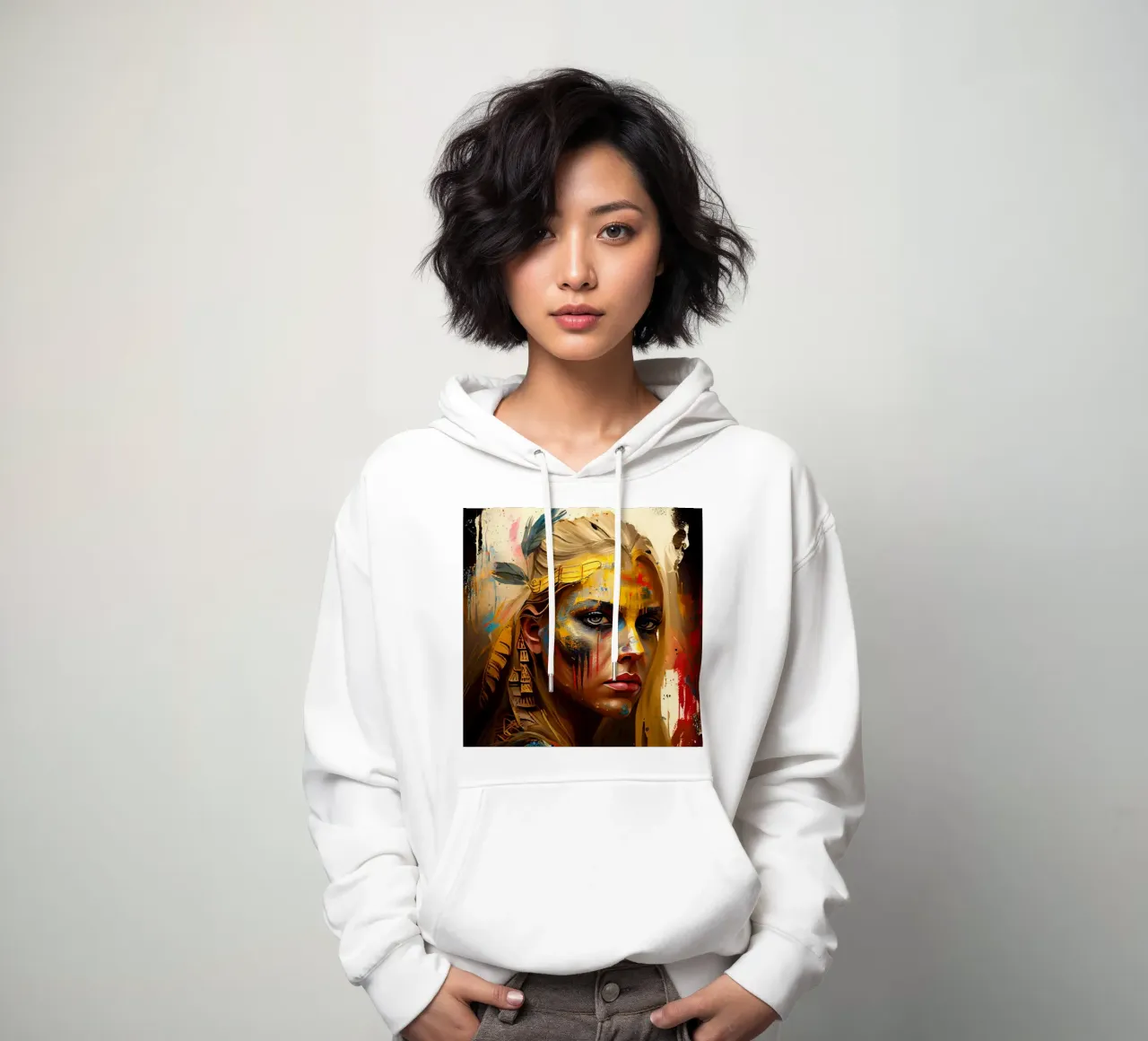 Poderosa mujer guerrera sudadera con capucha de Chromatic Fusion Studio