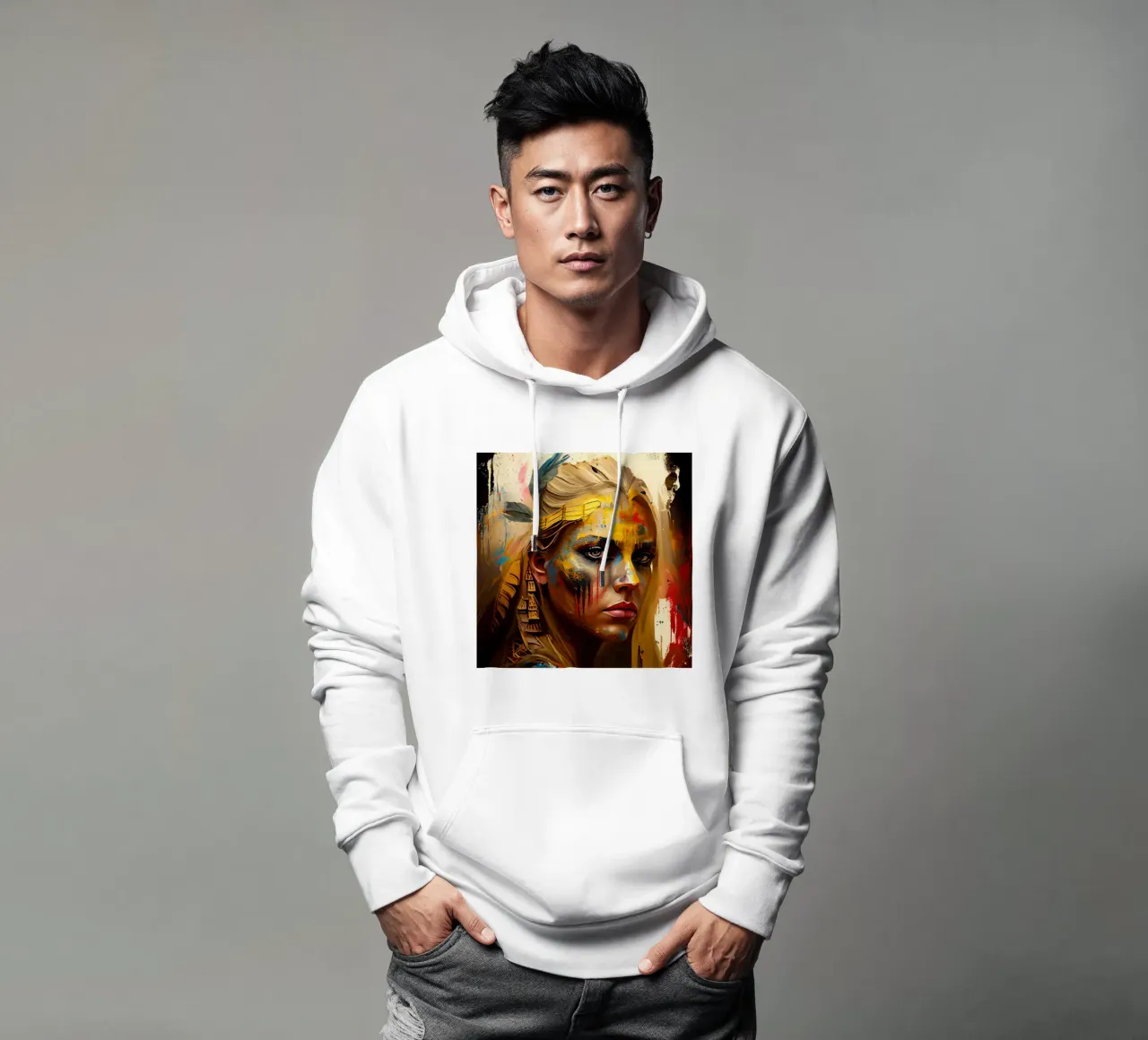 Poderosa mujer guerrera sudadera con capucha de Chromatic Fusion Studio