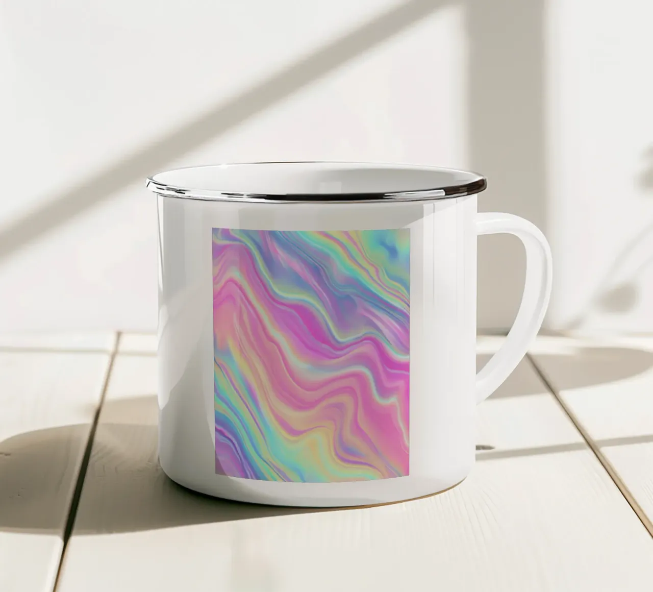 Holografisch emaille mok van Imagine