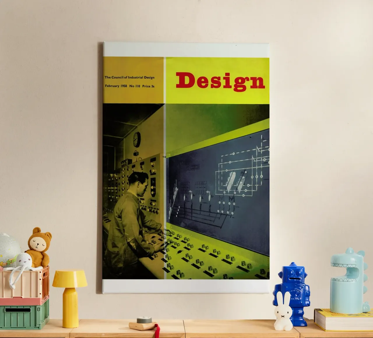 1958 February Design Magazine tela con Cornice a cassetta da Hemingway Design