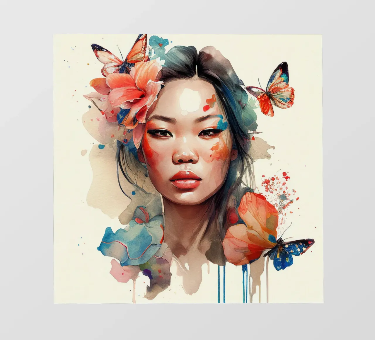 Acquerello floreale Donna asiatica pellicola backlit da Chromatic Fusion Studio