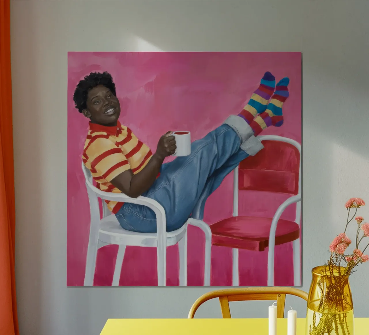 Comfort a righe rilassato poster con telaio in plastica da Ebony Carpenter