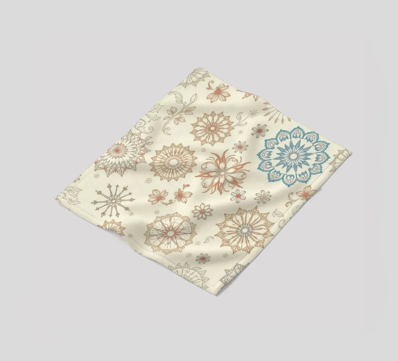 Floral pattern design with intricate detailing in soft tones fleece blanket by DesignDoodle