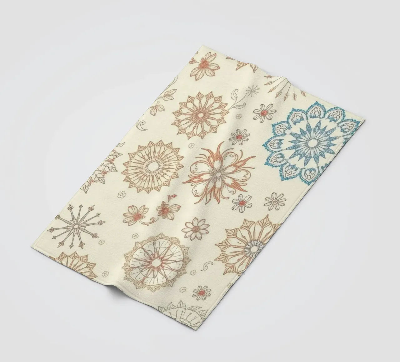 Floral pattern design with intricate detailing in soft tones fleece blanket by DesignDoodle