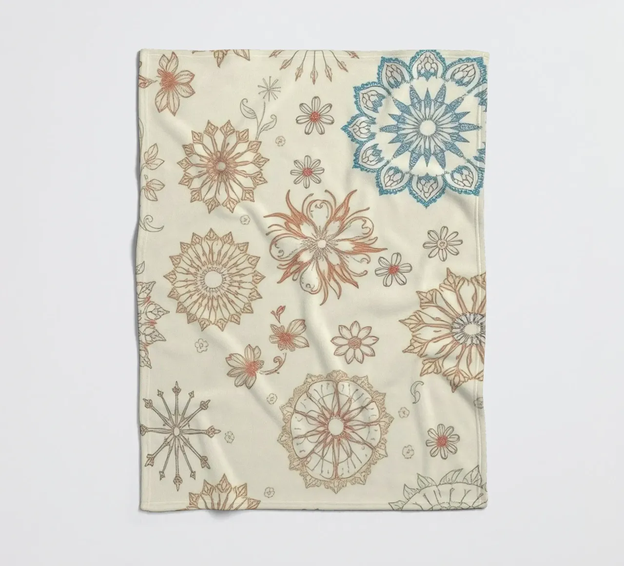 Floral pattern design with intricate detailing in soft tones fleece blanket by DesignDoodle
