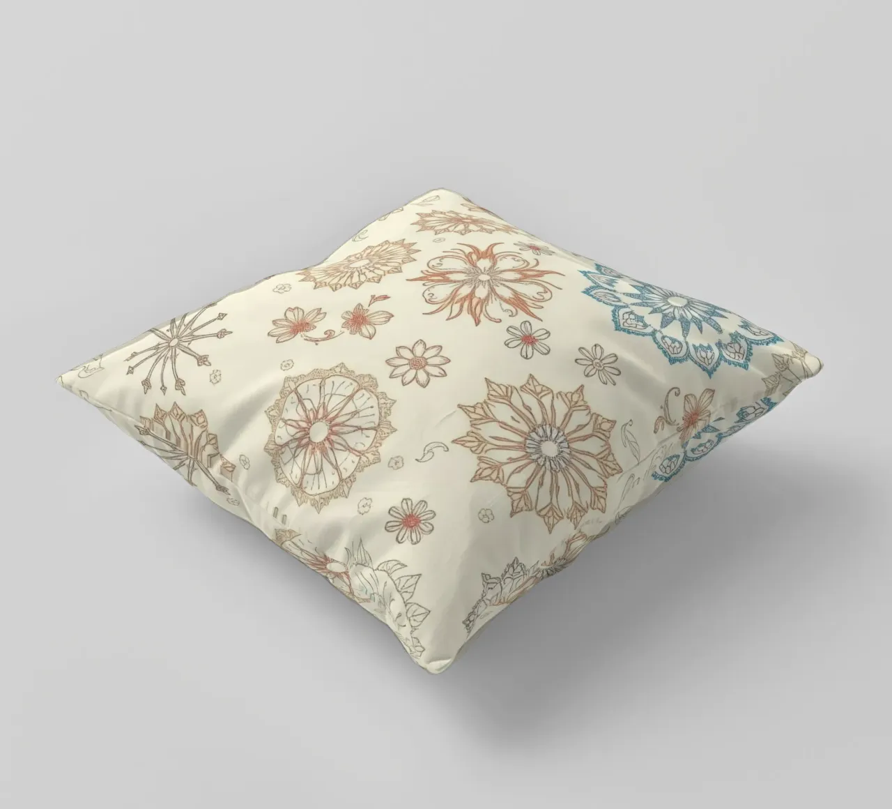 Floral pattern design with intricate detailing in soft tones decorative cushion by DesignDoodle