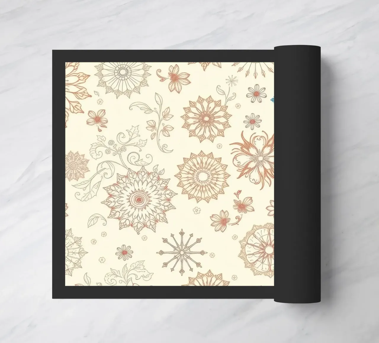 Floral pattern design with intricate detailing in soft tones doormat by DesignDoodle
