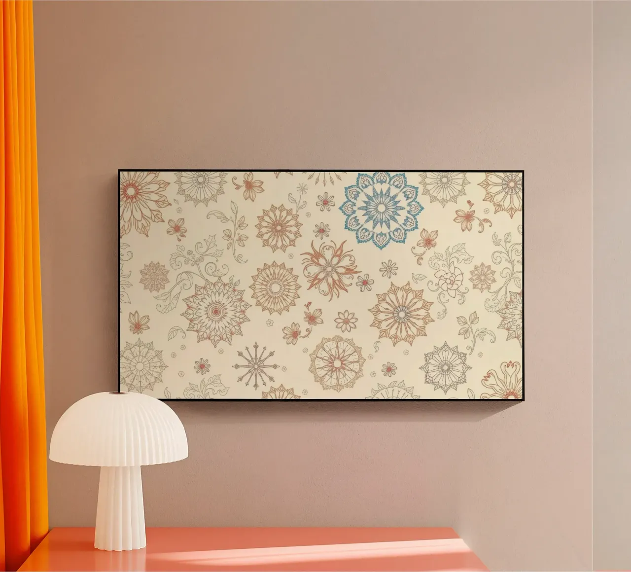 Floral pattern design with intricate detailing in soft tones acrylic glass by DesignDoodle