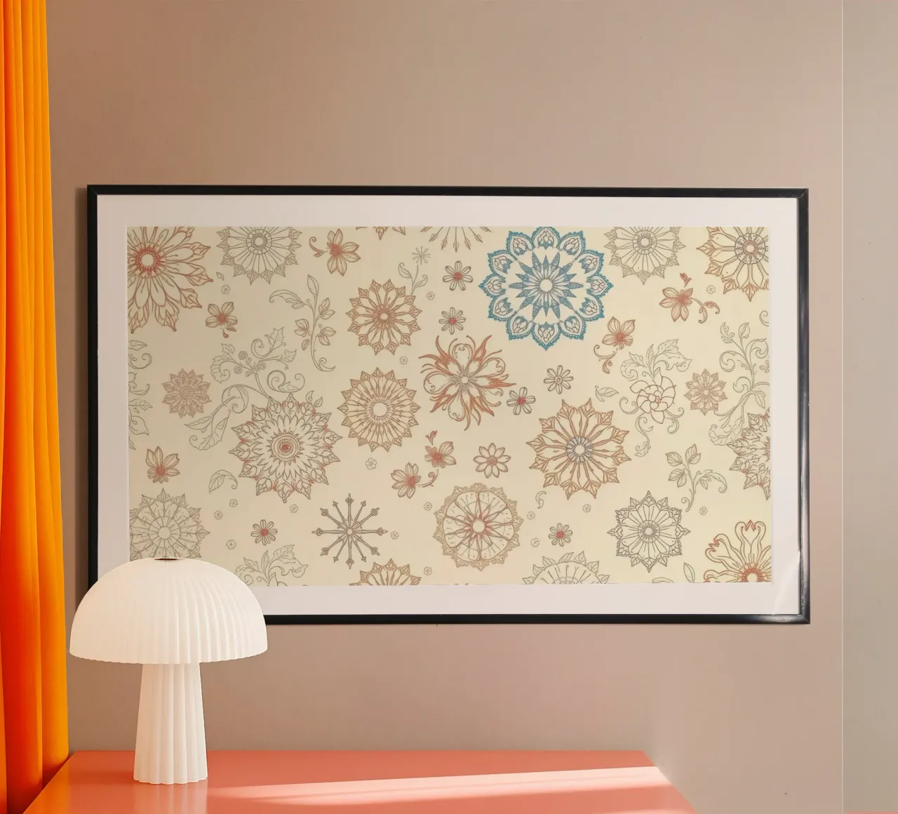 Floral pattern design with intricate detailing in soft tones hahnemühle by DesignDoodle