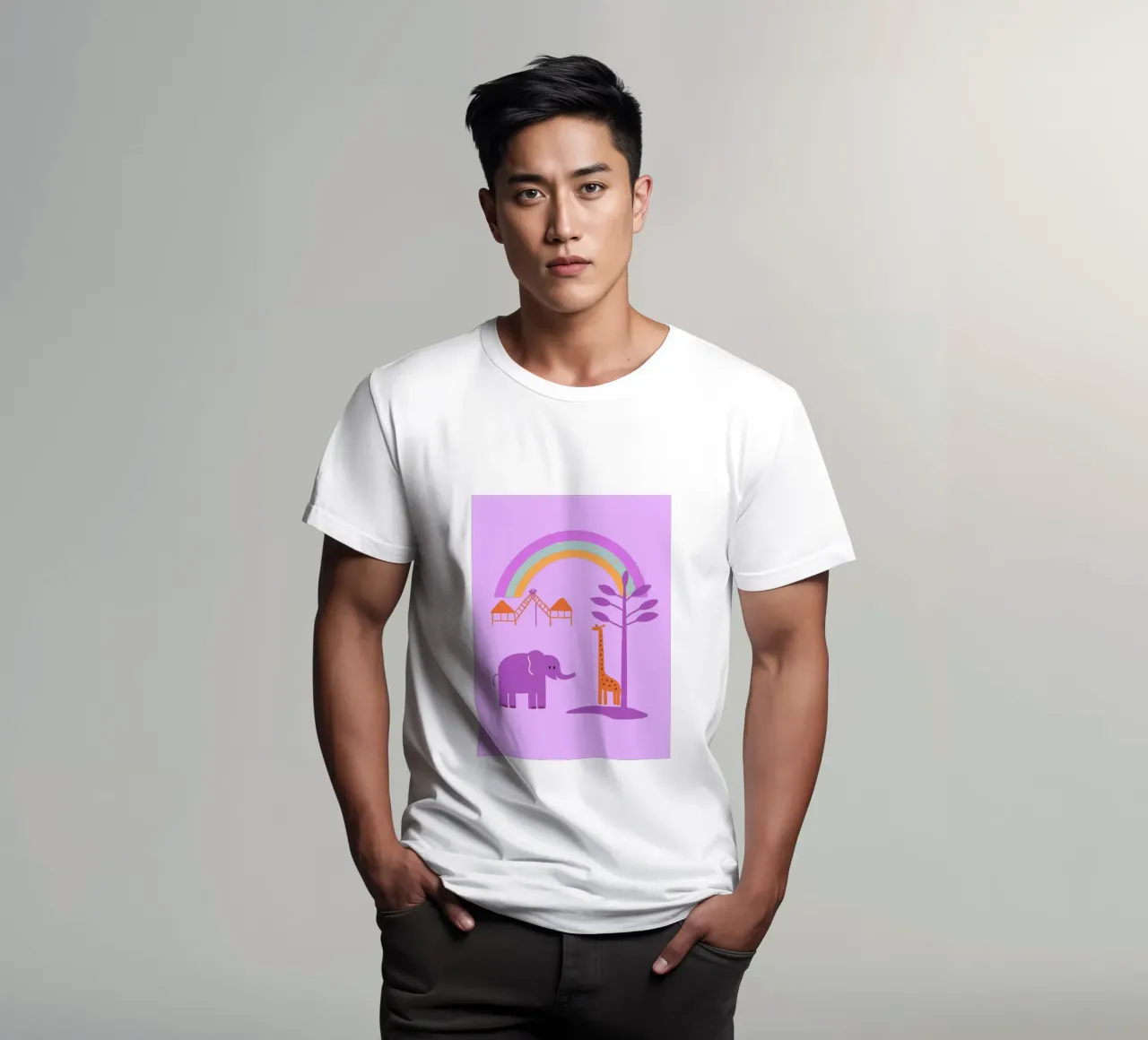 Elephants and Giraffes t-shirt by TRENDY POSTER SHOP