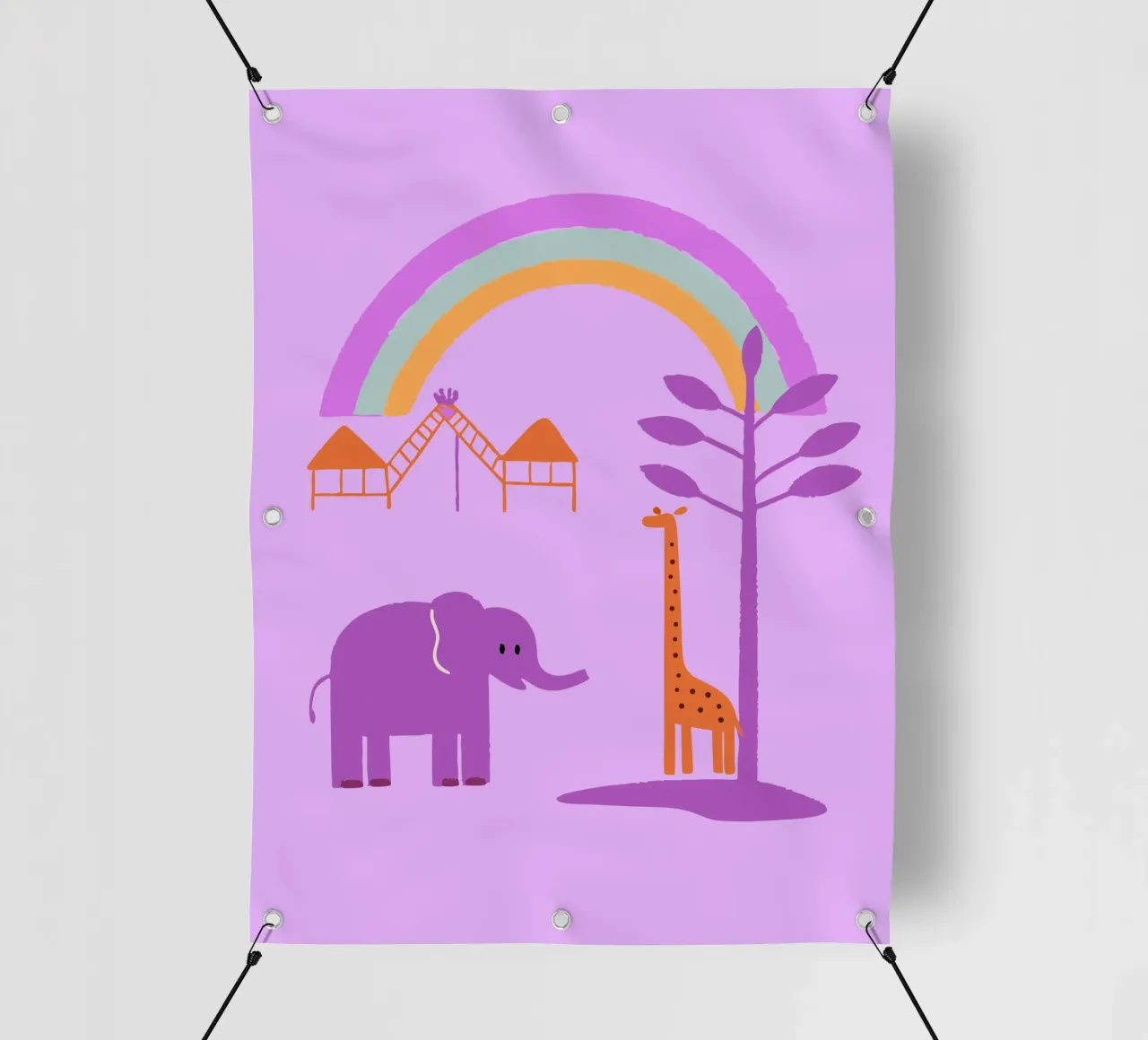 Olifanten en giraffen pvc-zeil van TRENDY POSTER SHOP