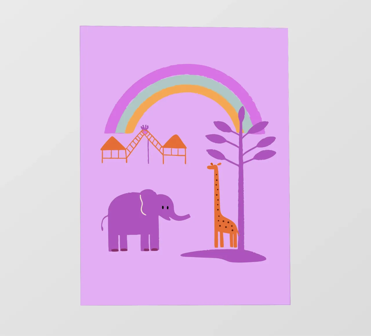 Olifanten en giraffen pvc-zeil van TRENDY POSTER SHOP