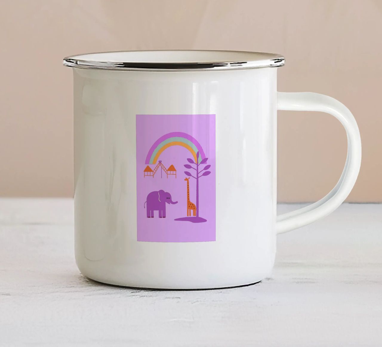 Elefanti e giraffe tazza in smalto da UNIQUE SHOP