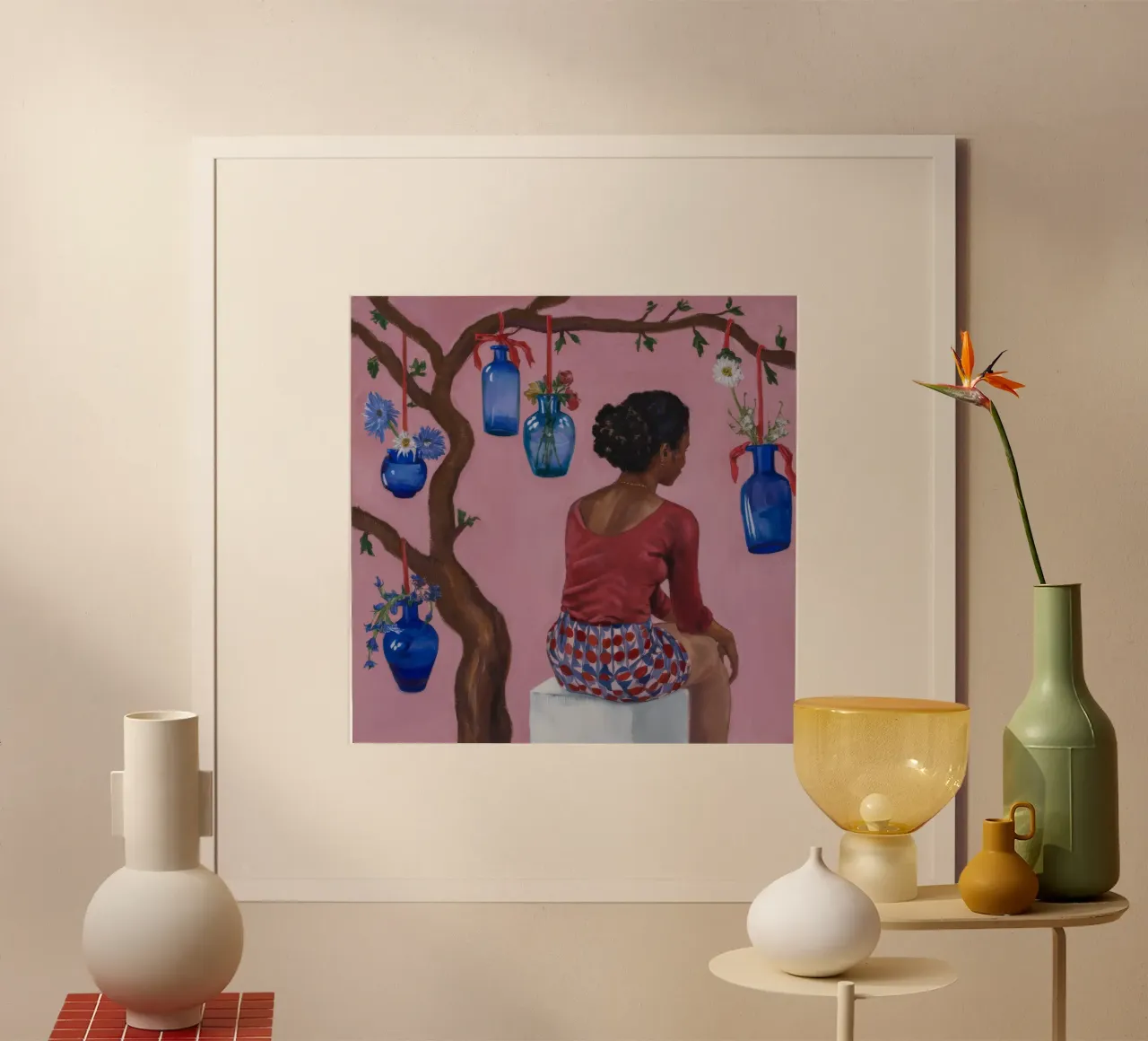 Ornamenti blu stravaganti poster con telaio in alluminio da Ebony Carpenter