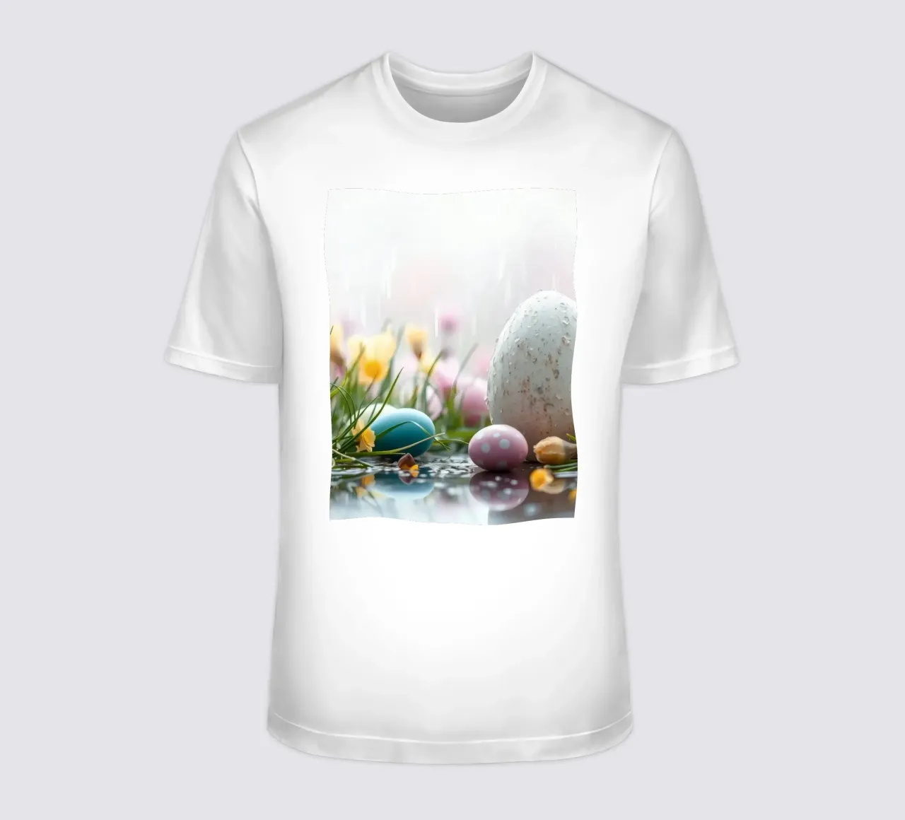 Uova di Pasqua circondate da fiori e pioggia t-shirt da DesignDoodle