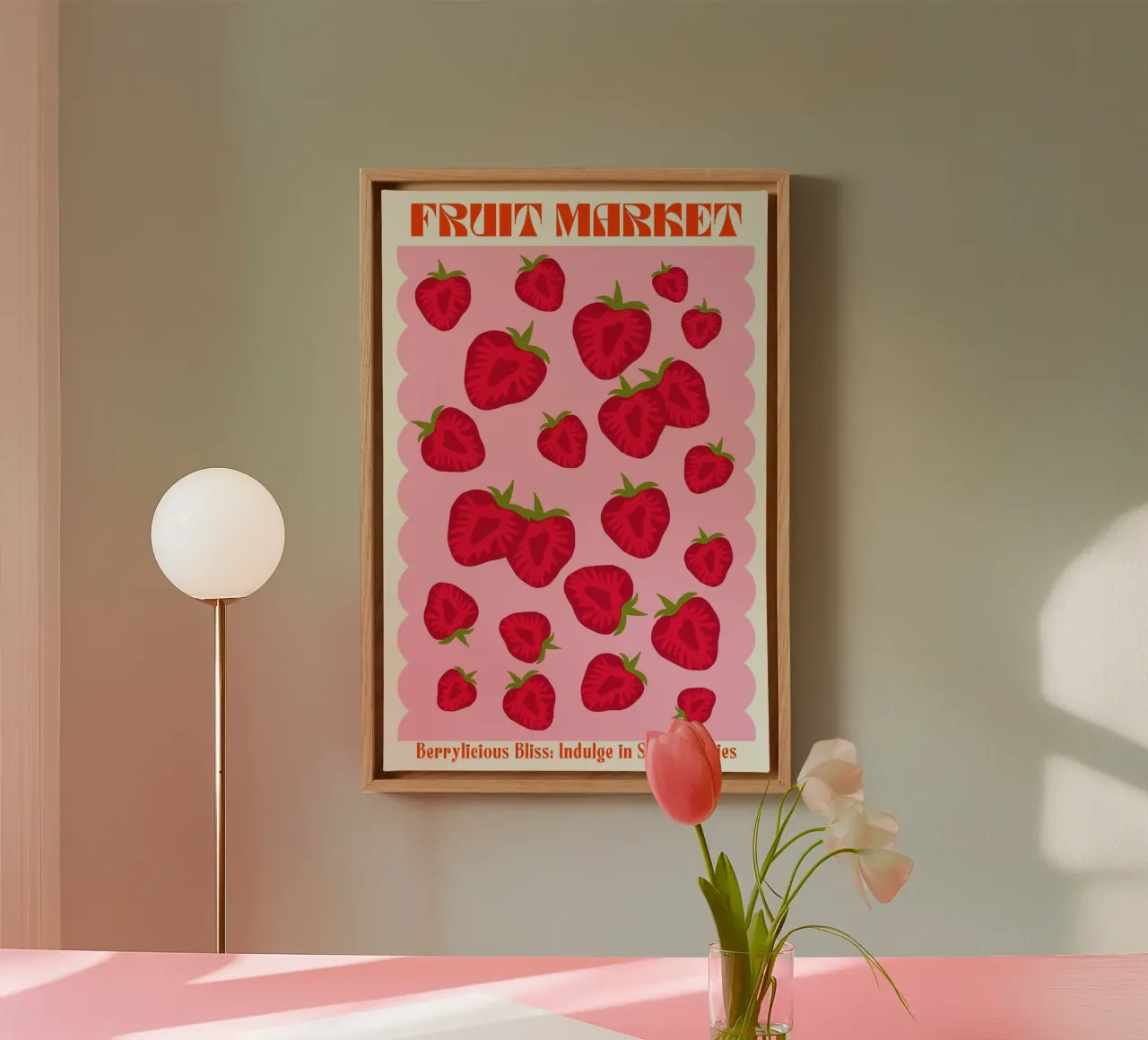 Mercato della frutta alla fragola tela con Cornice a cassetta da PrintStudio