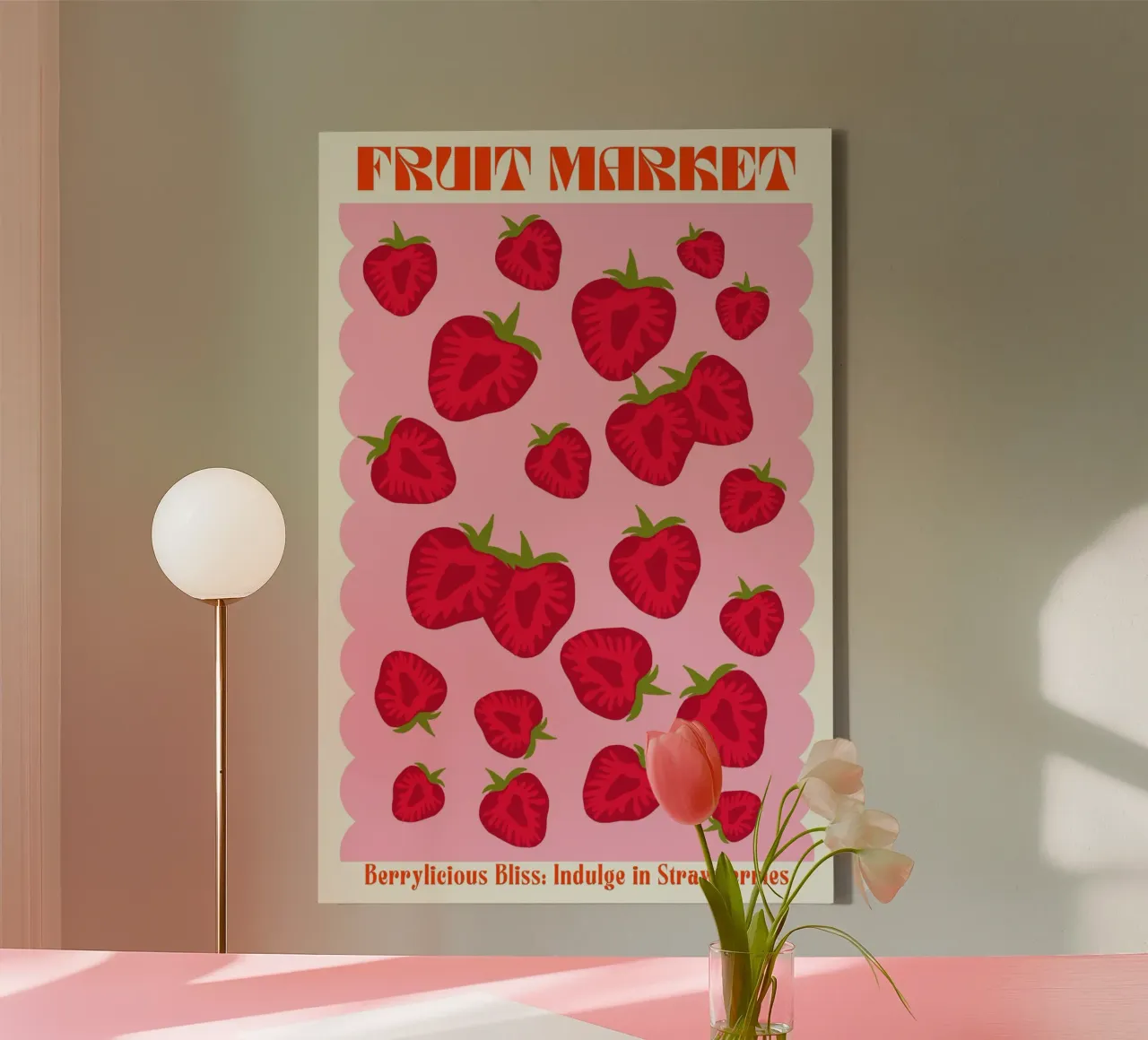 Mercato della frutta alla fragola tela con Cornice a cassetta da PrintStudio