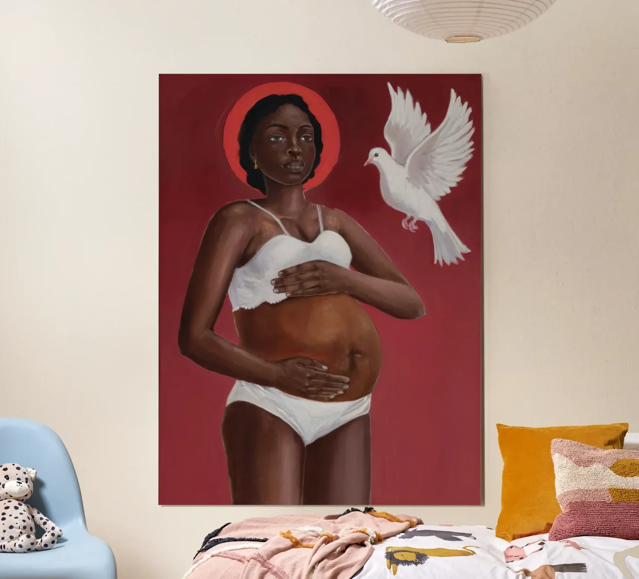 Abbraccio della colomba sacra poster con telaio in plastica da Ebony Carpenter