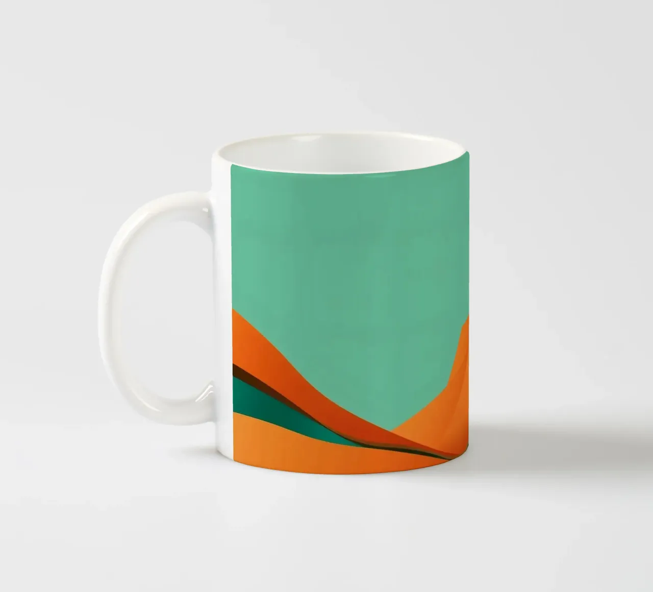 paesaggio con fortezza arancione e colline stilizzate tazza in ceramica da DesignDoodle