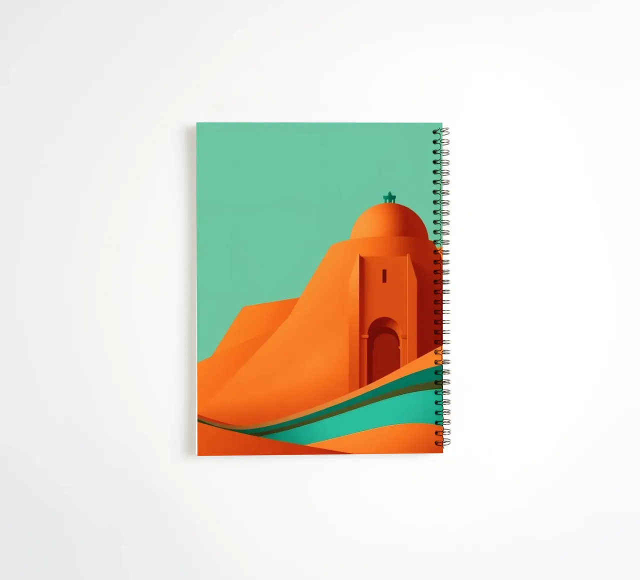paesaggio con fortezza arancione e colline stilizzate diario ad anelli da DesignDoodle