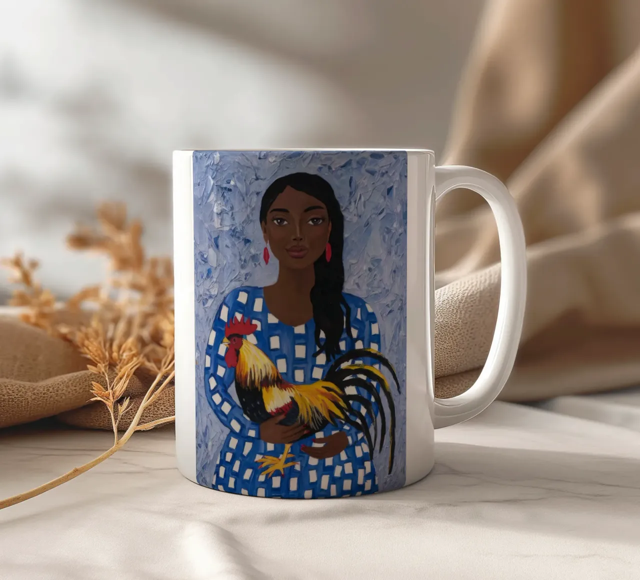 Compagno Gallo Gioioso tazza in ceramica da Ebony Carpenter