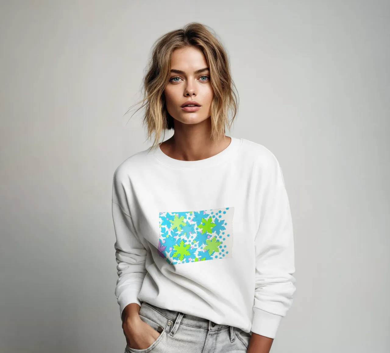 Snowflakes sweatshirt by Juj Winn