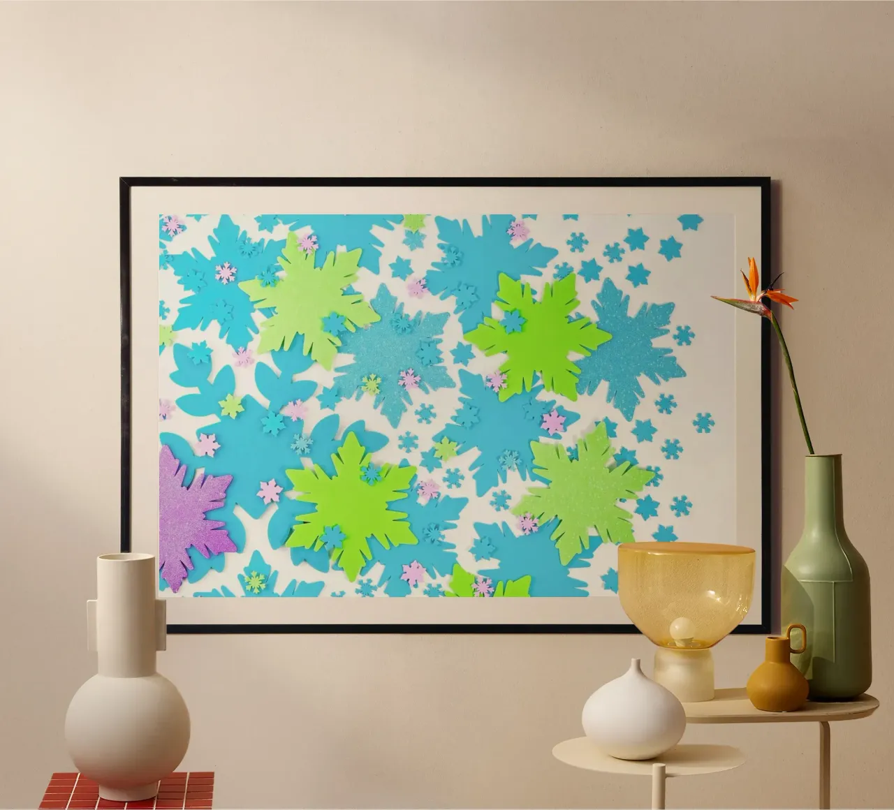 Snowflakes poster con telaio in alluminio da Juj Winn