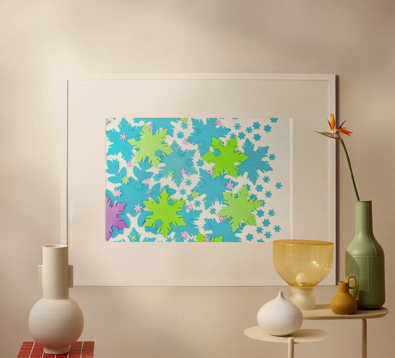 Snowflakes poster con telaio in alluminio da Juj Winn