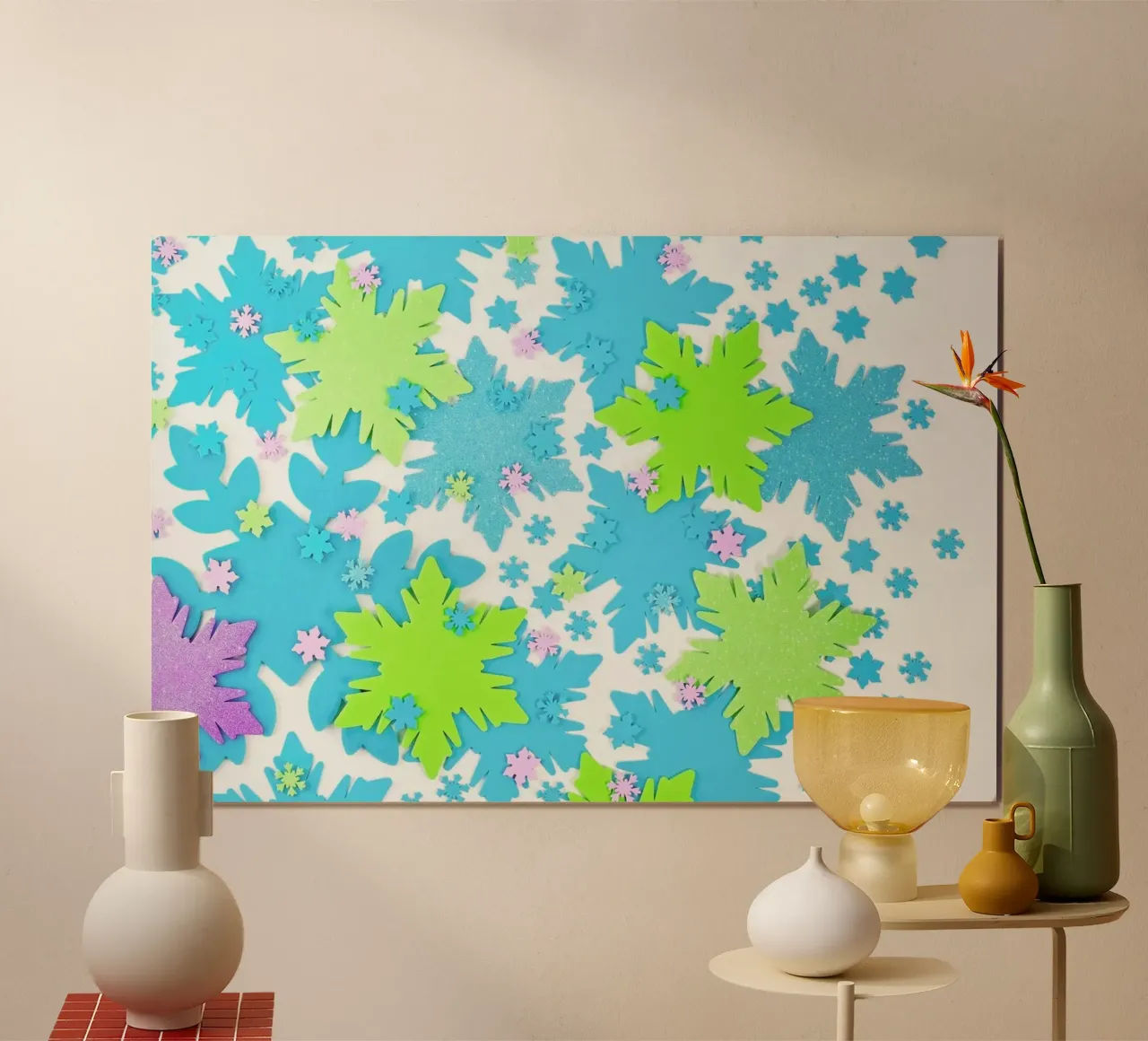Snowflakes poster con telaio in alluminio da Juj Winn