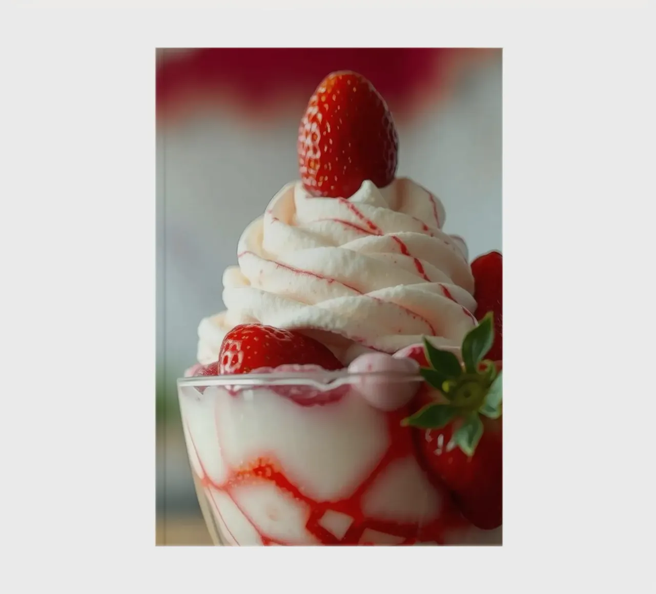 Delicious strawberry dessert topped with whipped cream notebook by DesignDoodle