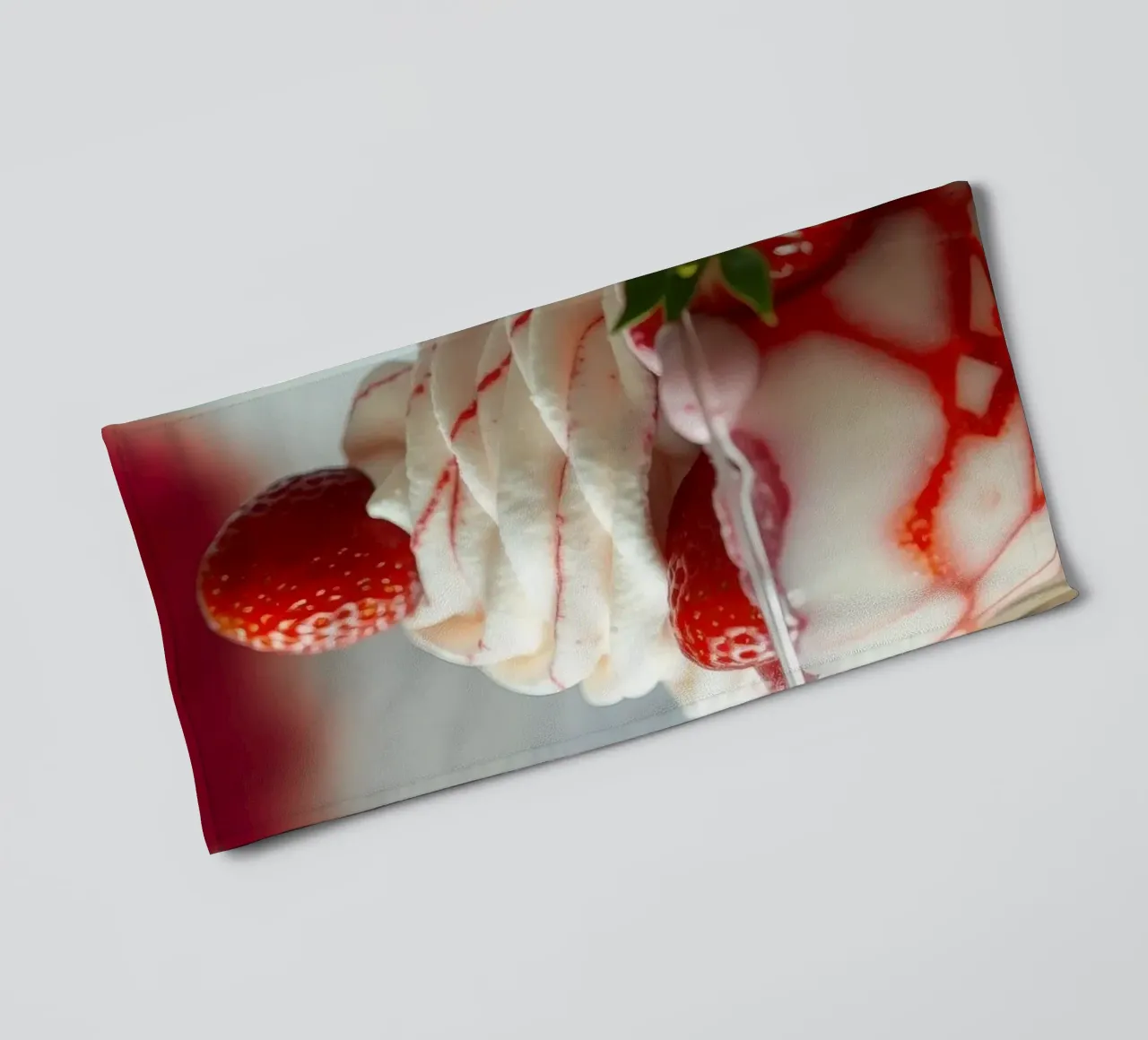 Delicious strawberry dessert topped with whipped cream towel by DesignDoodle