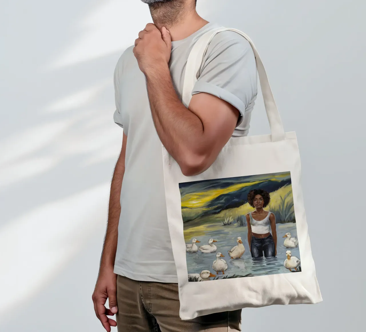 Tranquillo riflesso dell'acqua borsa in juta da Ebony Carpenter