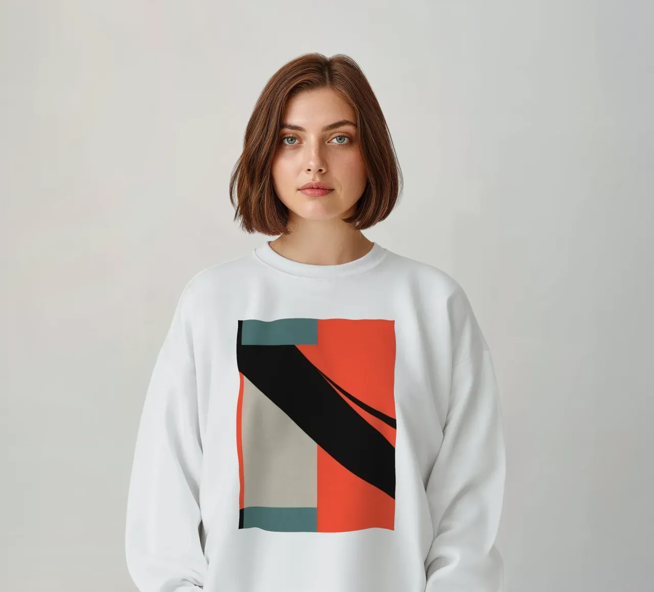 Colorful abstract pattern with geometric shapes and flowing sweatshirt by DesignDoodle