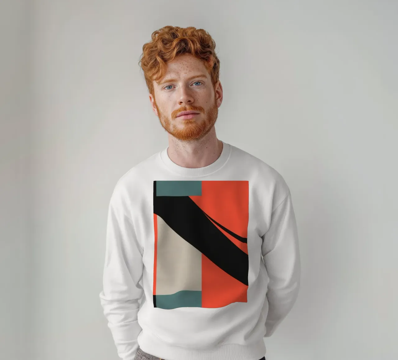 Colorful abstract pattern with geometric shapes and flowing sweatshirt by DesignDoodle