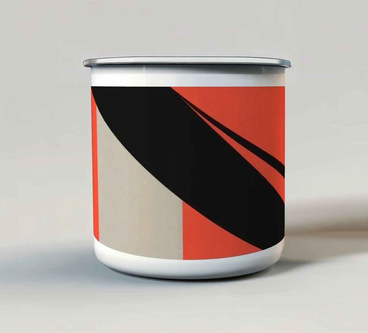 Colorful abstract pattern with geometric shapes and flowing enamel mug by DesignDoodle