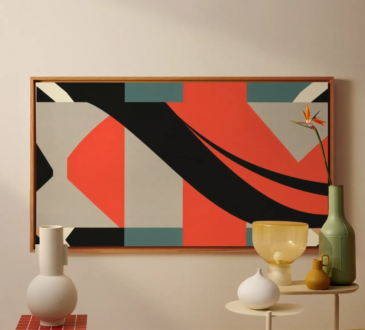 Motif abstrait coloré avec formes géométriques et fluidité. toile de DesignDoodle