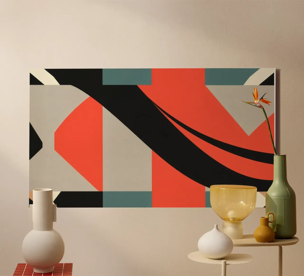 Colorful abstract pattern with geometric shapes and flowing canvas by DesignDoodle
