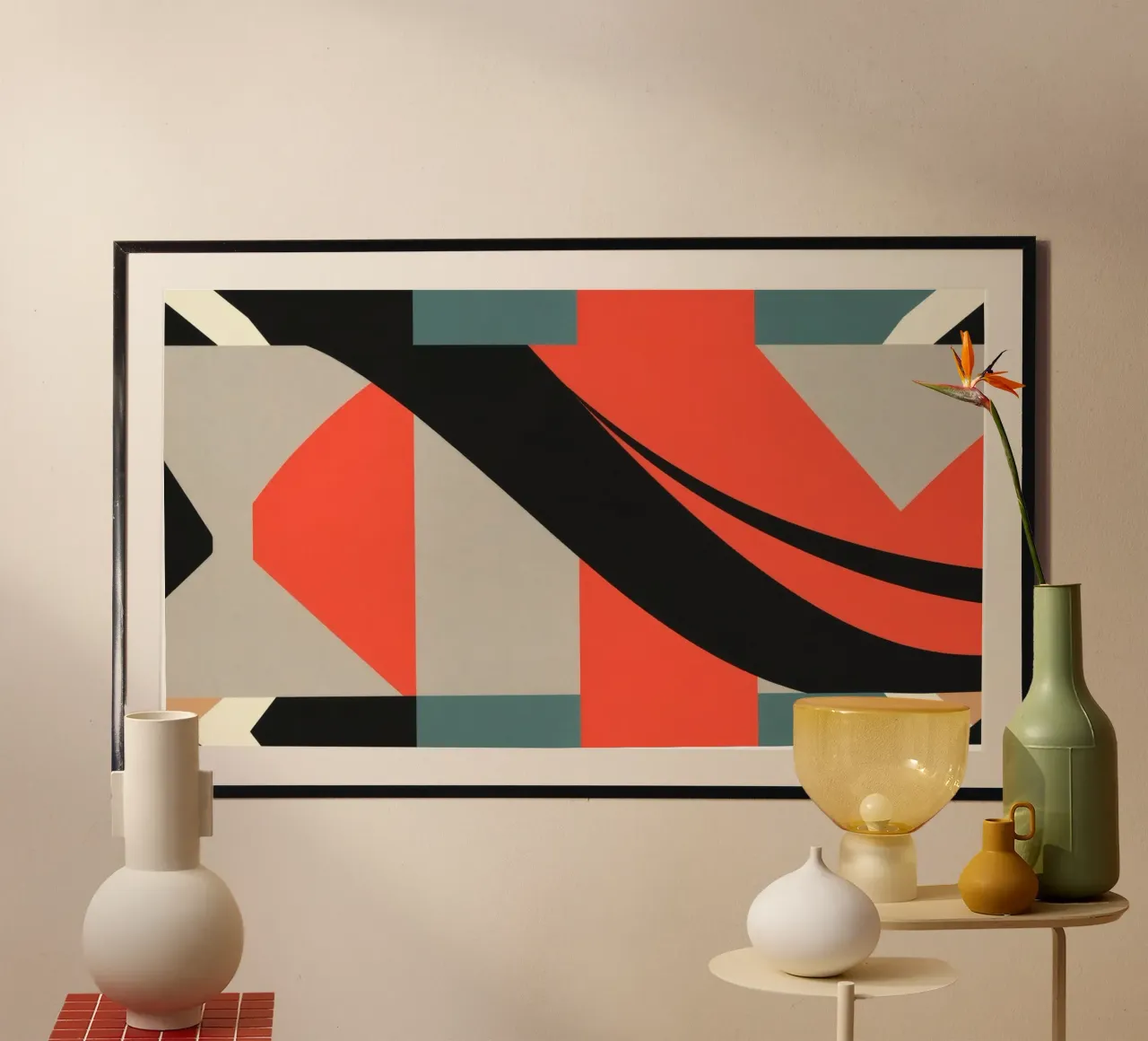 Colorful abstract pattern with geometric shapes and flowing hahnemühle by DesignDoodle