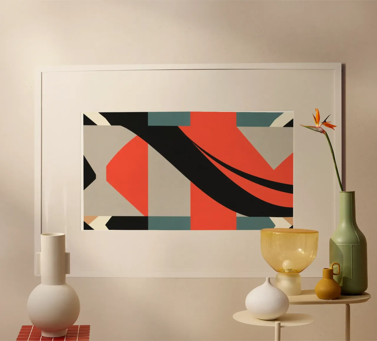 Colorful abstract pattern with geometric shapes and flowing hahnemühle by DesignDoodle