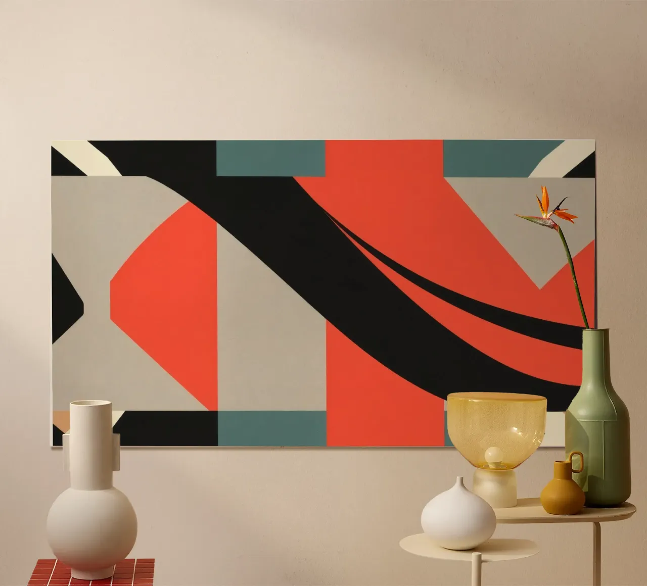 Colorful abstract pattern with geometric shapes and flowing hahnemühle by DesignDoodle