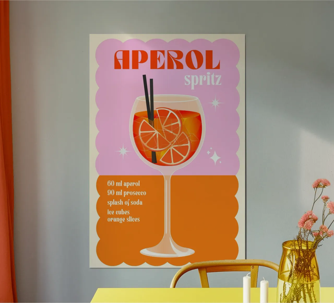 Aperol Spritz Cocktail Print poster by PrintStudio