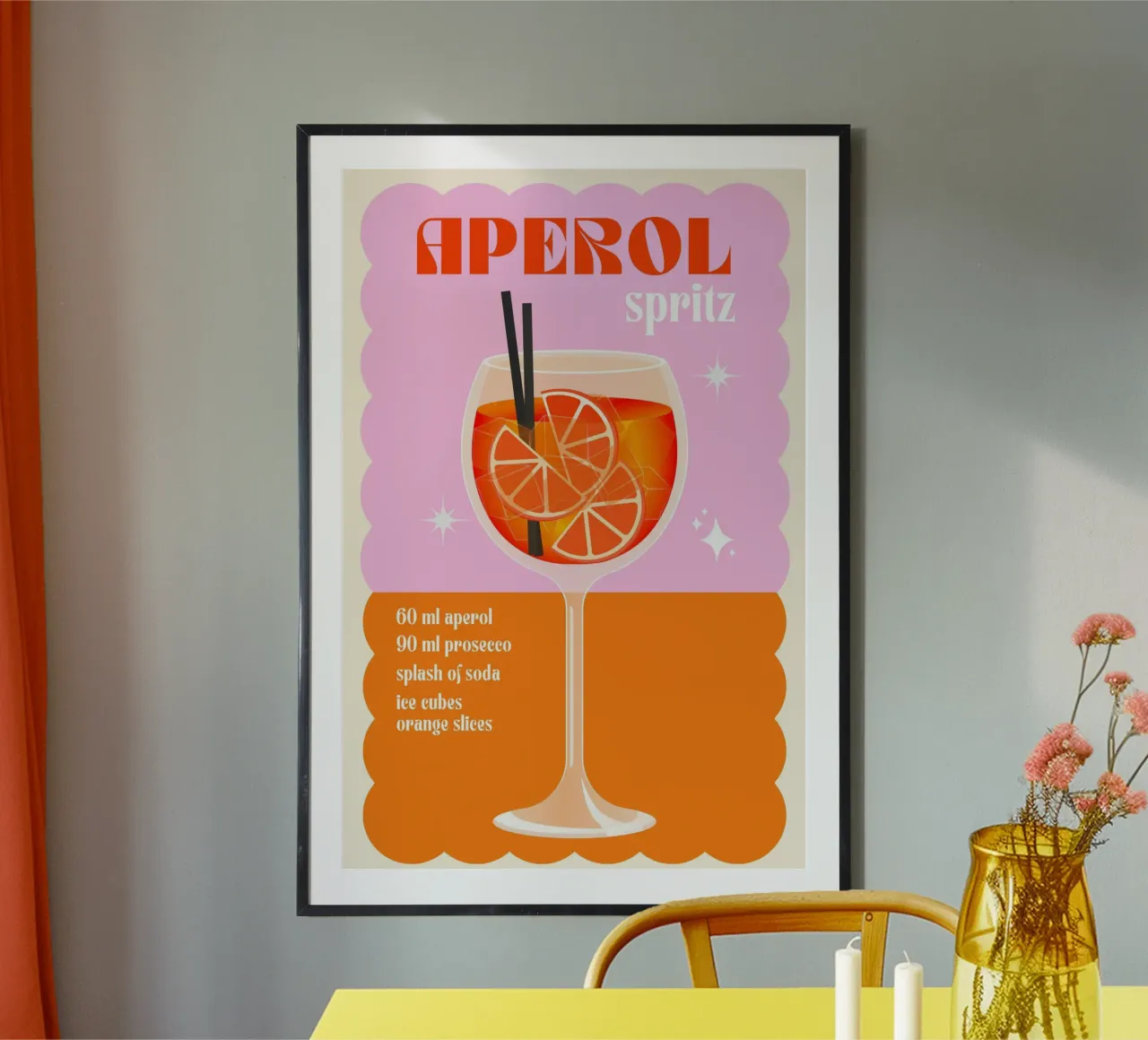 Aperol Spritz Cocktail Print poster by PrintStudio