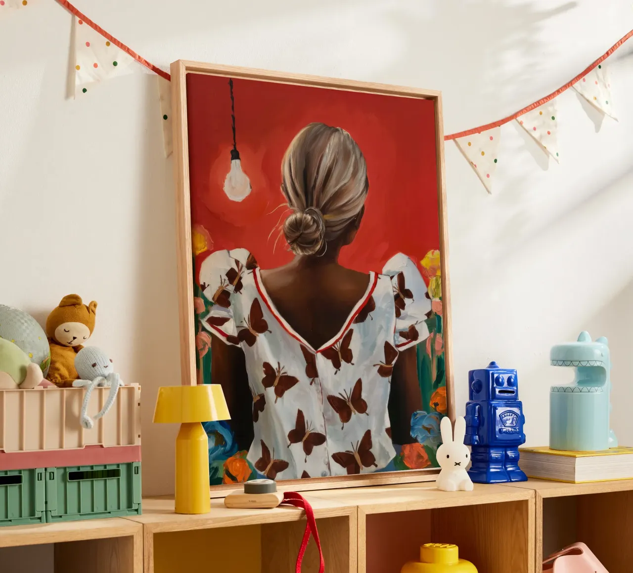 Vlindertuin Harmonie canvas met Baklijst van Ebony Carpenter