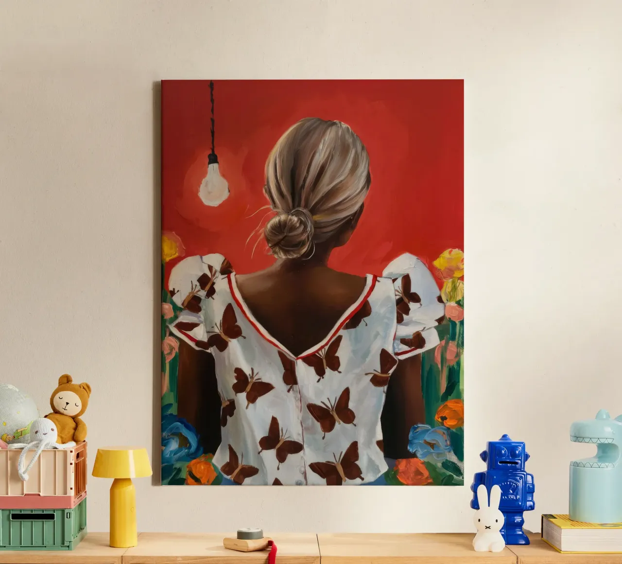 Vlindertuin Harmonie canvas met Baklijst van Ebony Carpenter