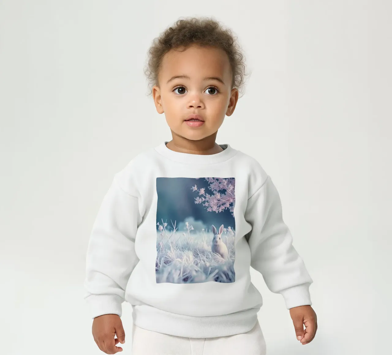 Paesaggio innevato con un coniglio in una foresta mistica felpa neonato da DesignDoodle