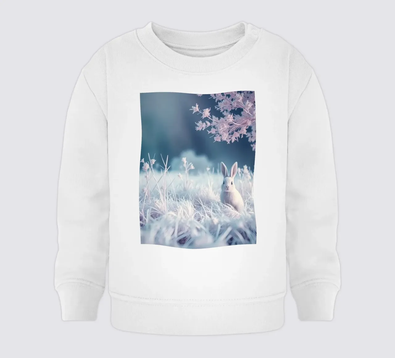 Paesaggio innevato con un coniglio in una foresta mistica felpa neonato da DesignDoodle