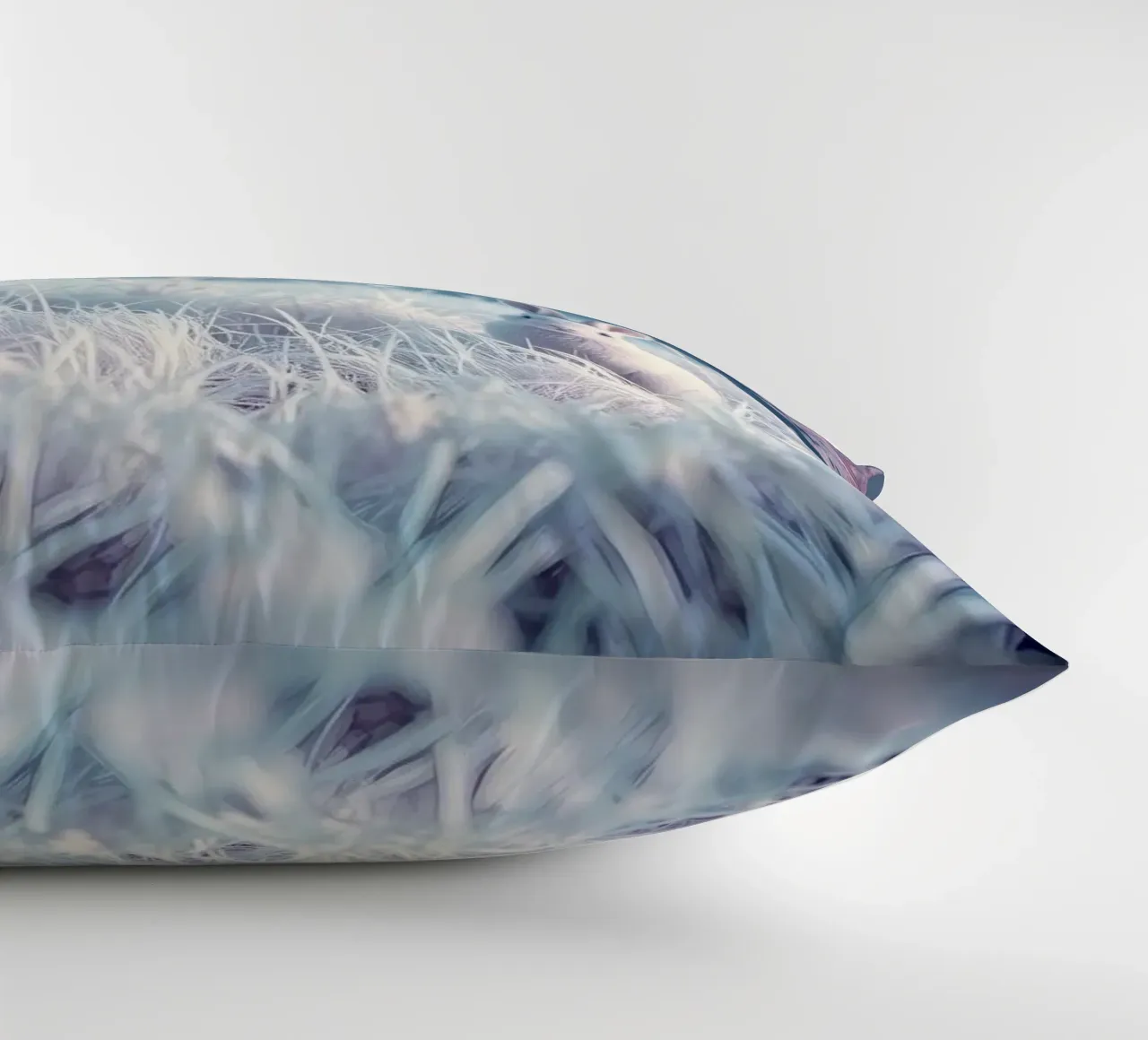 Paesaggio innevato con un coniglio in una foresta mistica cuscino da DesignDoodle