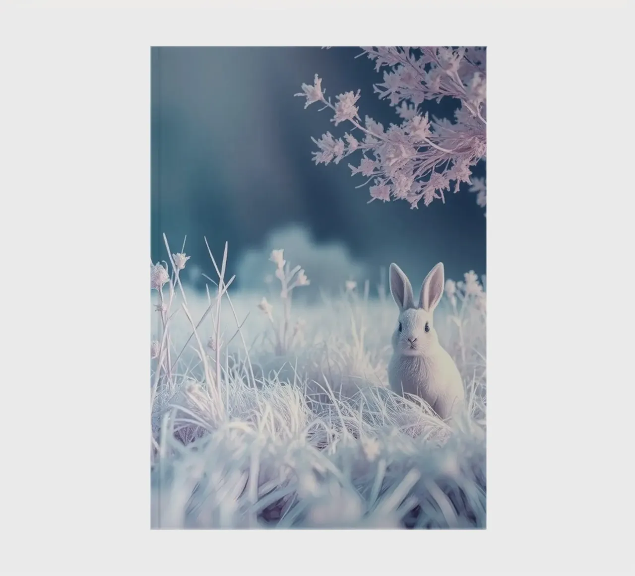 Paysage enneigé avec un lapin dans une forêt mystique carnet de notes de DesignDoodle