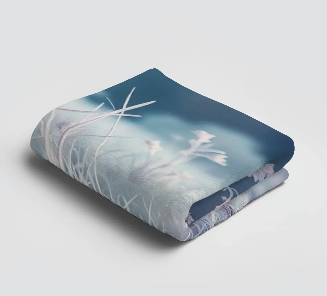 Snowy landscape with a rabbit in a mystical forest towel by DesignDoodle