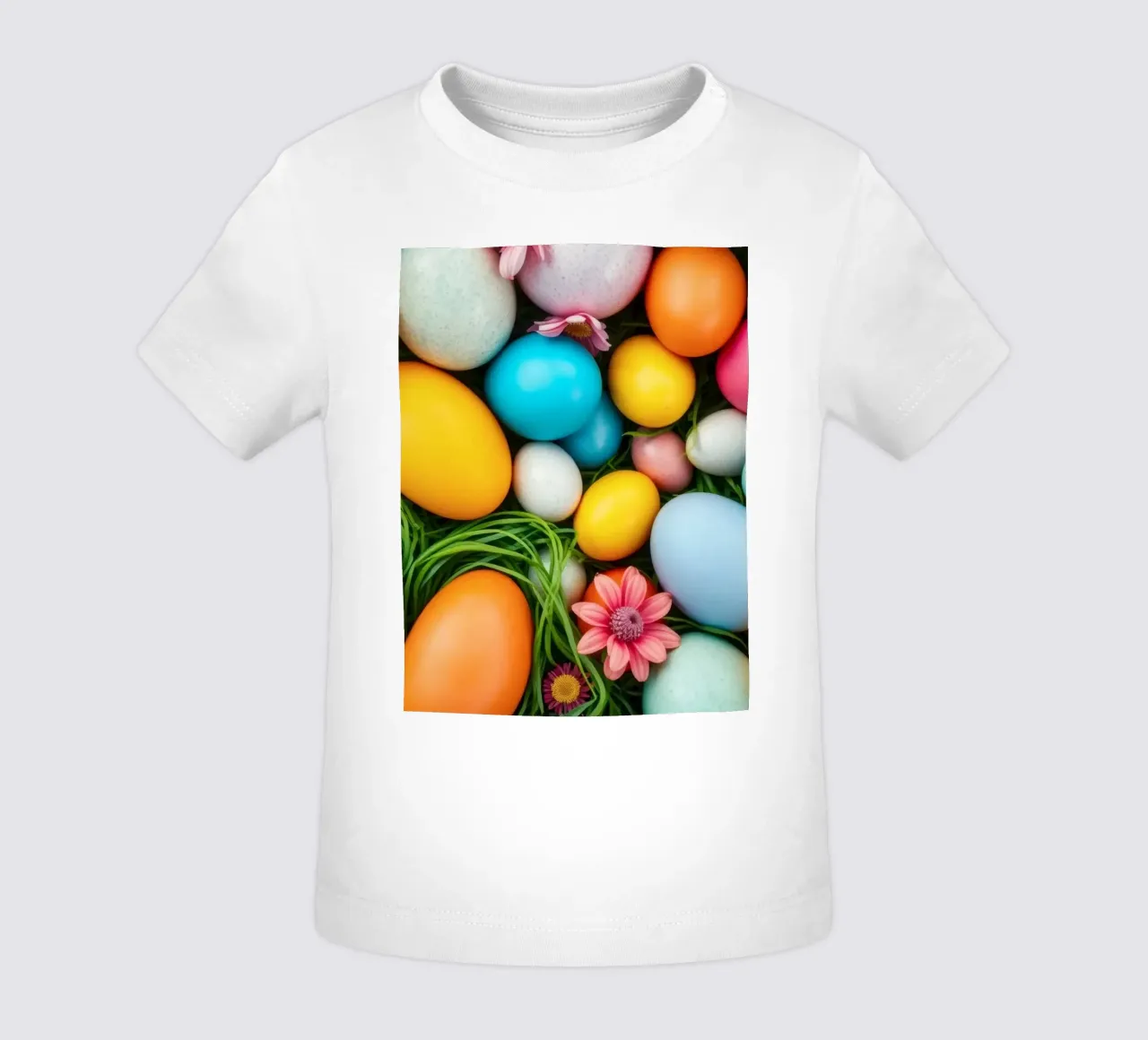 Uova di Pasqua colorate e fiori disposti in una vivace atmosfera primaverile maglietta neonato da DesignDoodle